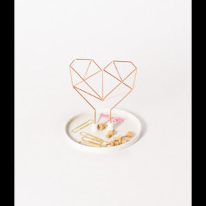 IMM Living Jewelry Holder Wire Heart Ceramic Copper Metal